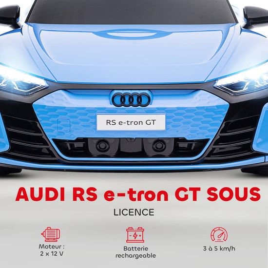 Voiture véhicule électrique enfant - HOMCOM - télécommande parentale - effets sonores, lumineux - Audi RS E-tron GT bleu - Jeux - Jouets
