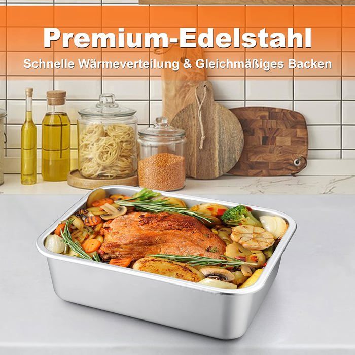 Lot De 2 Plats à Four Carrés Antiadhésifs - 22x22.5x5 Cm, Acier Au Carbone, Résiste Jusqu'à 220°C - Pour Gratins, Gâteaux, Lasagnes