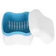 AYNEFY Boîte de prothèse 3 Couleurs Caisse de Stockage de Fausses Dents de Dentier avec Filtre(Bleu)-0