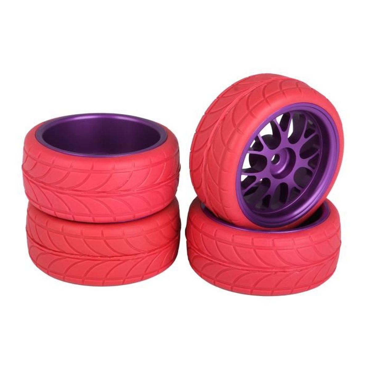 4 Pneus Tout-terrain Avec Jantes Noires Pour Voiture RC 1:8 - Buggy - Caoutchouc