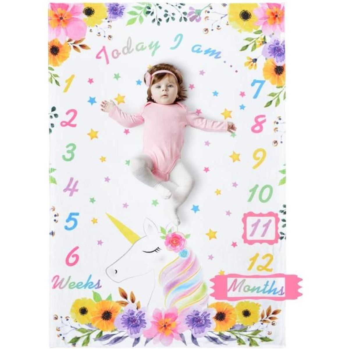 Licorne Bebe Couverture Milestone Filles Couverture Mensuelle Nouveau Nes Milestone Fond De Photographie Floral Couverture De Lit Cdiscount Puericulture Eveil Bebe
