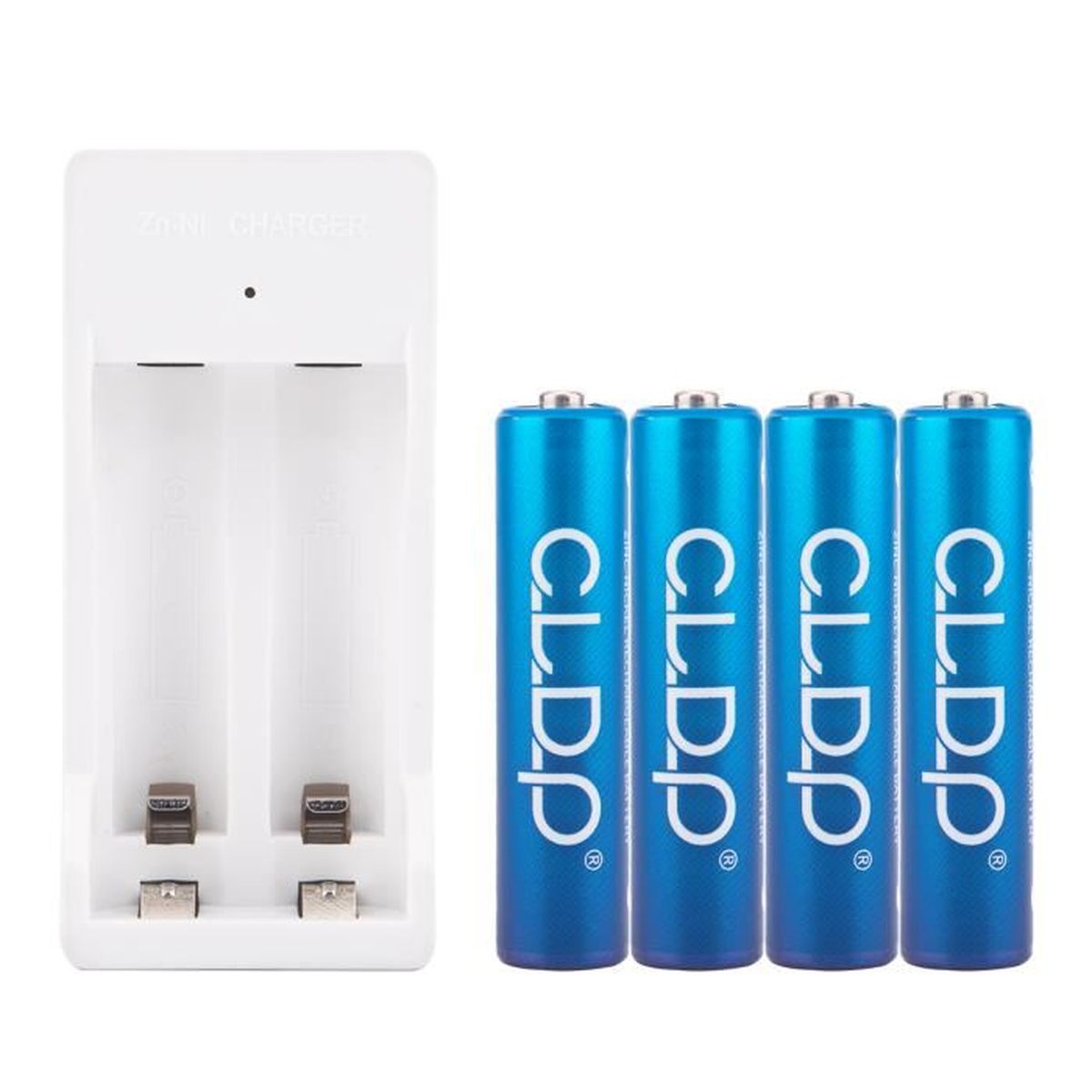 Pack Chargeur de Piles Rechargeables AA / AAA Avec 4 Piles AAA 900 mWh Port USB 2 Slots