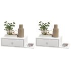 Lot de 2 tables de chevet murales - HOMCOM - lot de 2 tables de nuit - étagère latérale et tiroir - 55l x 30P x 15H cm - MDF blanc