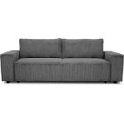 CASAPY Canapé fixe 4 places - JOSH - Velours cotelé anthracite - 241 x 86 x 88 cm