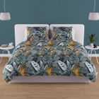 Parure housse de couette en coton 57 fils 260x240 cm TROPIC bleu, par Soleil d'ocre