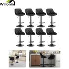 Willonin® Set de 8 Chaise de cuisine, Tabouret de bar métal et siège en tissu Noir, Scandinave élégant pour restaurant salle à mange