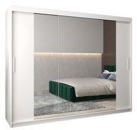 Armoire à 3 Portes Coulissantes avec Miroir, Tringle et Étagères - ABIKSMEBLE Tokyo 2 250 - 250x200x62 cm Blanc