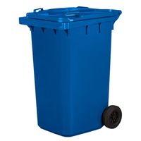 Poubelle 240L Bleu à roulettes avec roues en caoutchouc pleines pour les déchets et le recyclage Tri Selectif garage Haut XXL