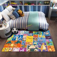 MBg-16285 Grand tapis imprimé Pikachu motif dessin animé Pokémon flanelle douce mignon pour salon chambre Taille:100x150cm