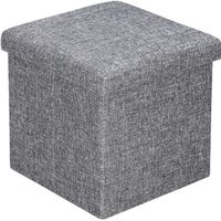 CASARIA® Tabouret cube espace de rangement Pouf 40 x 40 x 40 cm Coffre de rangement Repose-pied siège gris foncé