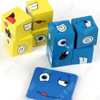 TD® Cube de construction puzzle en expression dans une boîte en fer jeu de société parent-enfant de niveau défi en bois pour