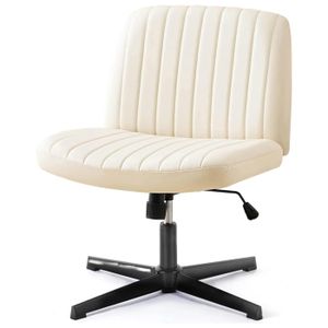 CHAISE HAUTE  Chaise de bureau sans roulettes - Vanity chair - Sans bras - Pour bureau à domicile - Chaise large - Ergonomique - tissu en cuir