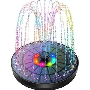 Fontaine Solaire 6W SZMP Avec Télécommande - 54 LEDs Colorées, Batterie 4000mAh, 8 Buses, Pompe Flottante Pour Bassin, Bain D'Oiseaux, Jardin & Patio