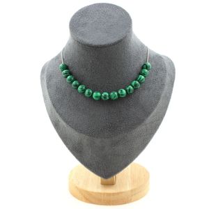 Collier 2 Rangs En Perles De Malachite - Longueurs 82 Cm Et 70 Cm - Pierre Verte Naturelle - Occasion (voir Photos)