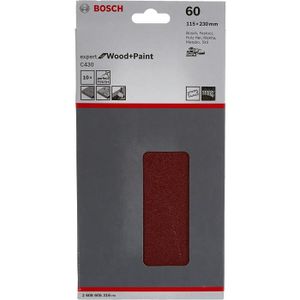 Bosch 2608605584 10 Feuilles abrasives pour ponceuses vibrantes 115 x 230 mm 14 trous Grain 40 