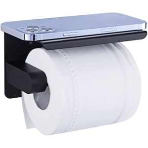 SERVITEUR WC Porte Papier Toilette, Support Papier Rouleau sans Percage Derouleur Papier WC,Distributeur Papier avec Tablette, Acier INOX A713