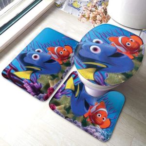 TAPIS DE BAIN  Tapis de Salle de Bains Nemo Anti-dérapant Absorbant 3 pièces Set de Tapis de Toilette