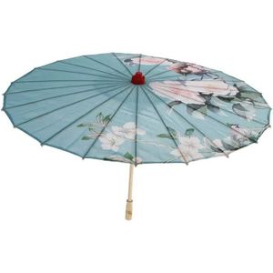 PARASOL Parasol Asiatique Parapluie En Tissu De Soie Parasols De Style Japonais Peints À La Main (Bleu)[u3259]