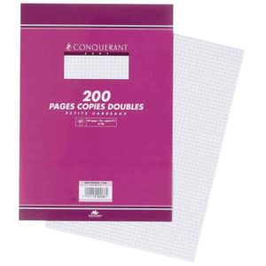 Feuilles copies doubles perforées format A4 petits carreaux 200 pages  SINCERE - Kibo