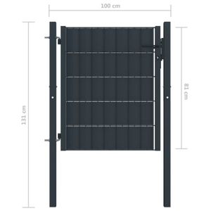PORTAIL - PORTILLON Portail de clôture PVC et acier 100x81 cm Anthraci