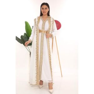 DJELLABA – CAFTAN – TAKCHITA caftan alka blanc cape brode takchita abaya karakou grande taille robe dubai oriental