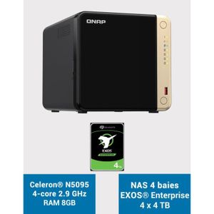 SERVEUR STOCKAGE - NAS  QNAP TS-464 8GB Serveur NAS 4 baies EXOS Enterprise 16To (4x4To)