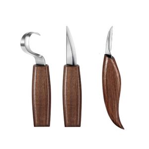 KIT SCULPTURE 3pcs Couteau à découper le bois ciseau coupe le bois ensemble d'outils à main couteau à découper le bois bricolage ép,KIT SCULPTURE