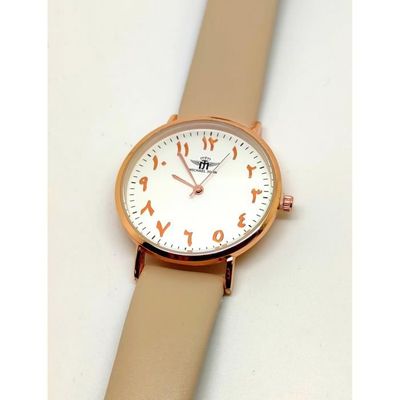 Montre Femme Michael John Rose Poudre Et Dorée - Bracelet Cuir, Taille Unique, Neuf Avec étiquettes