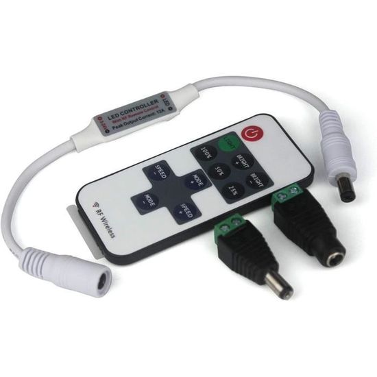 Kit Contrôleur LED Monocouleur RF 5-36V DC Max 8A avec Télécommande - Blanc