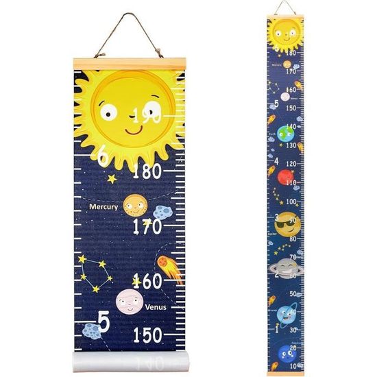 Tableau De Croissance Enfant Motif Jungle Safari - 20 X 200 Cm - Bois Imperméable - À Accrocher Au Mur