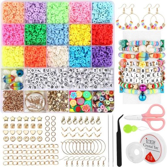 Kit De Perles Plates Pour Bijoux DIY - 2078 Pièces Dont Perles Heishi Et Lettres - 6 Mm - Parfait Pour Bracelets Colorés