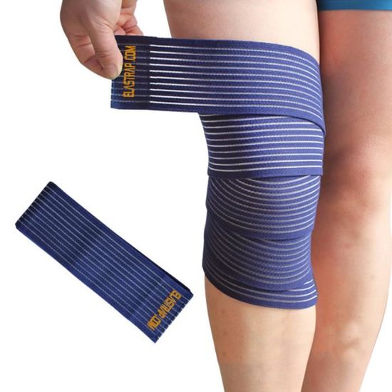 Bande Bandage Genou Strapping élastique à scratch - Attelle Genouillère de protection compression et maintien - Elastrap 