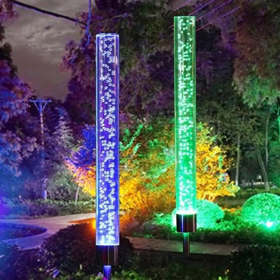 2 pièces solaire Tube lampe arrière-cour pieu décorations extérieur jardin couleur changeante pou - Modèle: colorful  - MITYNDB05140