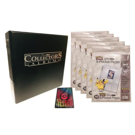 Cartes Pokémon Accessoire de Rangement Grand Album classeur à 3 Anneaux + Lot de Feuilles classeur + Sleeves