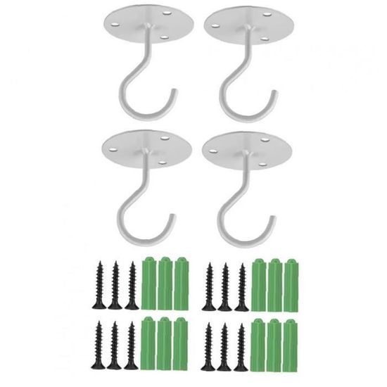 Lot De 2 Crochets De Plafond En Acier Inoxydable Blanc - Support Mural Robuste Pour Pots De Fleurs Et Objets Lourds