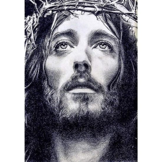 Kit Peinture Par Numéros Portrait De Jésus-Christ - Toile 40x50 Cm, Peintures Acryliques Et Pinceaux