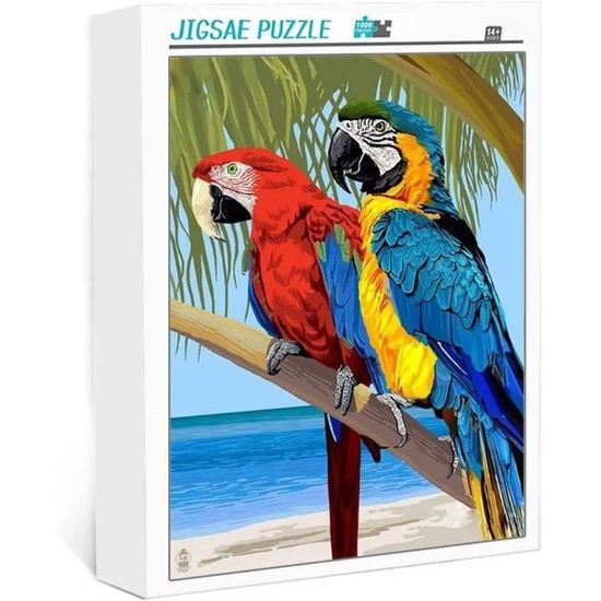 Puzzle 1000 Teile 'Perroquets Sur La Véranda' – 70x50 Cm, Exotische Papageien & Blumen-Motiv