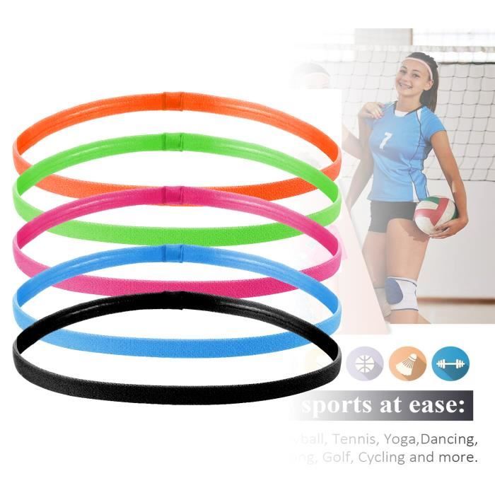 5 Pièces Bandeaux Élastiques de Sport Épaisses Antidérapantes Bandeaux de Cheveux pour Femmes et Hommes