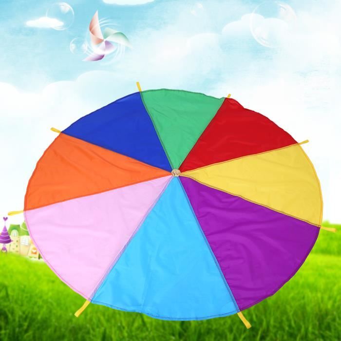 HENGLSHOP 8 poignées Jouet de parachute multicolore ? 2m jouent arc-en-ciel extérieur jeu pour enfants