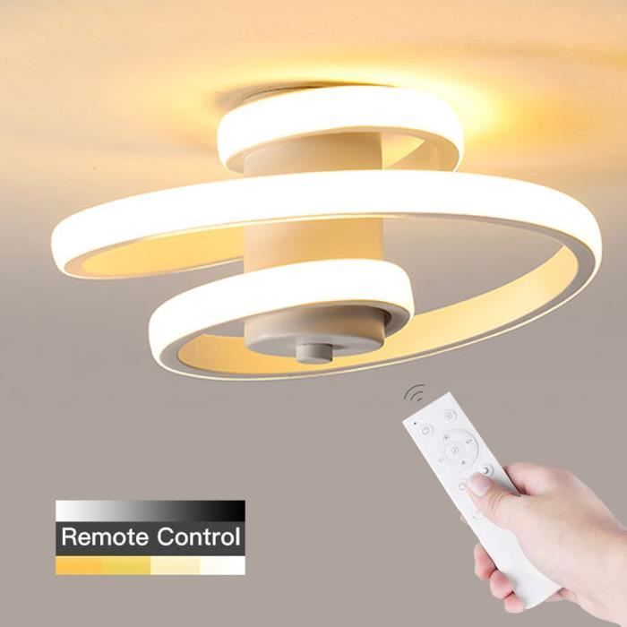 Plafonnier LED Dimmable, Plafonnier Spiral Modern Design Line 18W Idéal pour Allée, Couloir, Chambre, Hôtel, Cuisine. (Blanc)