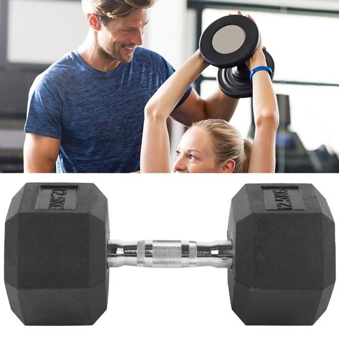 12.5kg Haltère hexagonale avec revêtement en caoutchouc -ALA