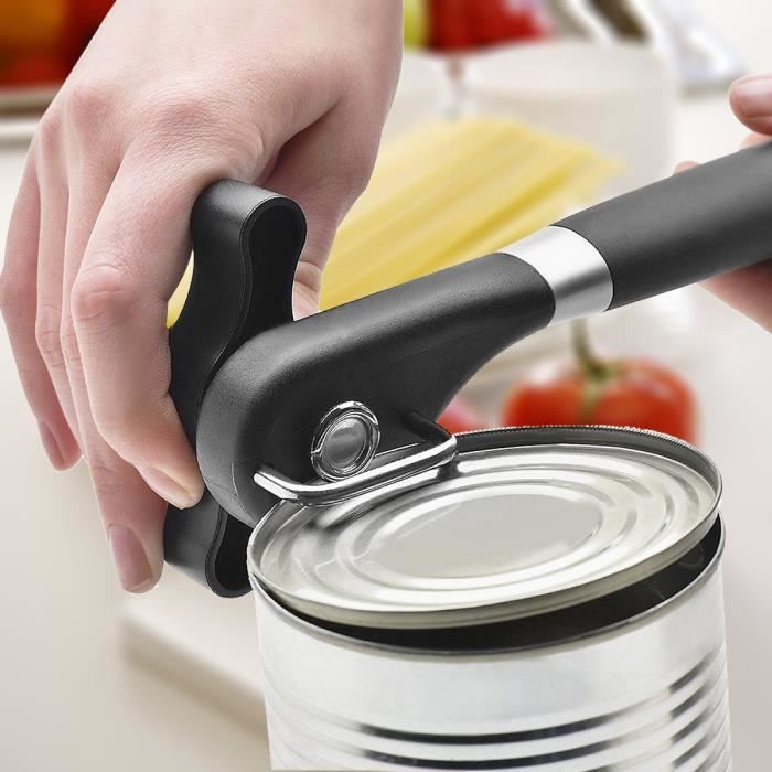 Ouvre-boîte Professionnel Ouvre-bouteille Manuel en Acier Décapsuleur Facile à Ouvrir Les Boîtes de Conserve avec Bouton Rotatif