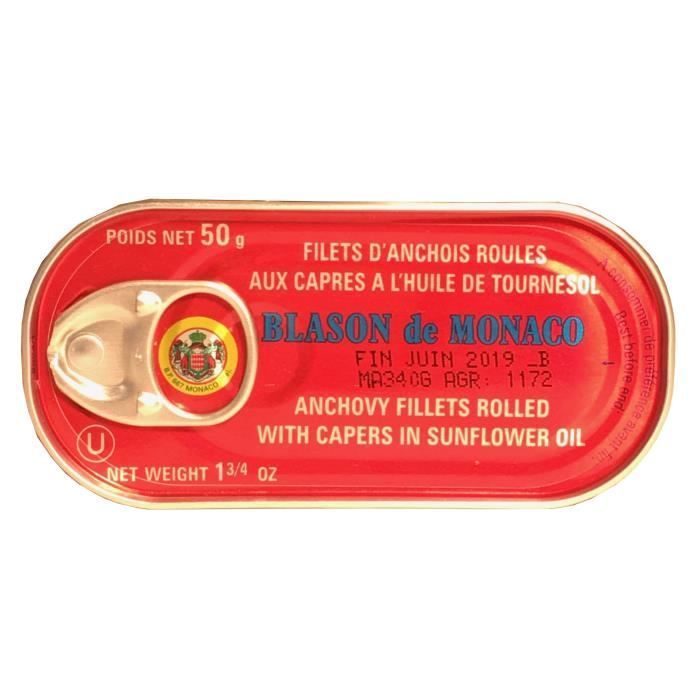 Filets d'Anchois Roulés aux Câpres à l'Huile de Tourne