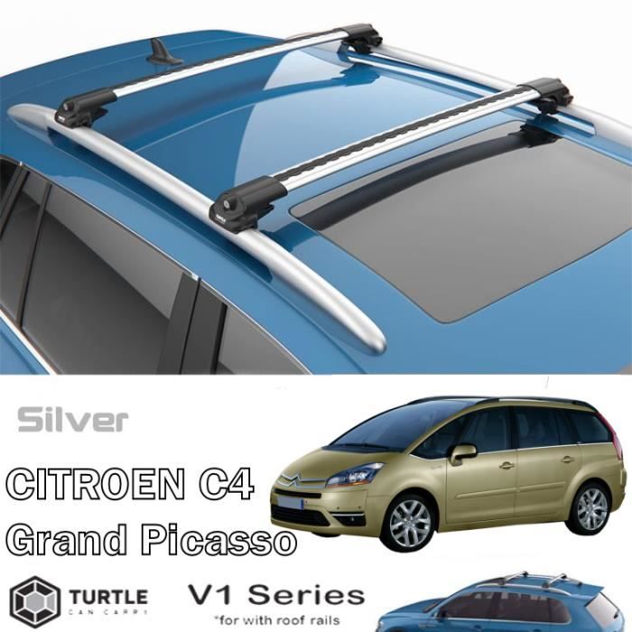 Barres de toit pour Citroen C4 Grand Picasso 10-2006>09-2013 transversales, alu (le jeu de 2) série Turtle V1 avec serrures