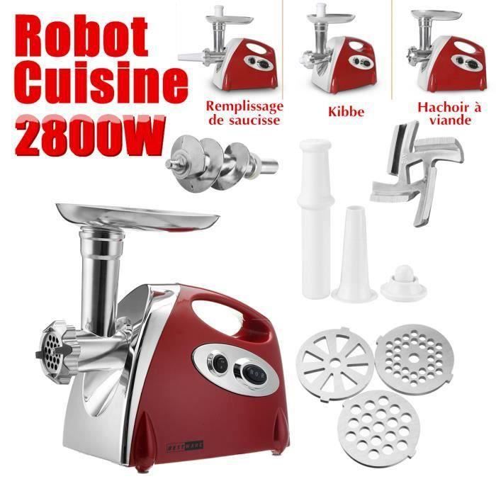 3en1 Hachoir à Viande Electrique 2800W - Saucisse Remplissage Pâté à Viande - Robot Patisserie Cuisine Maison 220V
