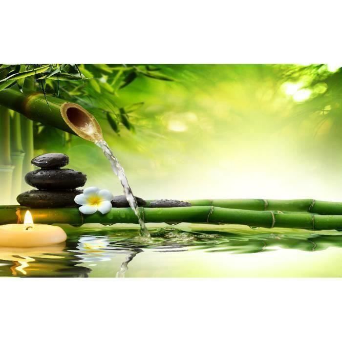 Lot de 100 Stickers muraux Zen Bambous galets fleur bougie et leurs reflets dans l'eau chaque taille:100*200cm