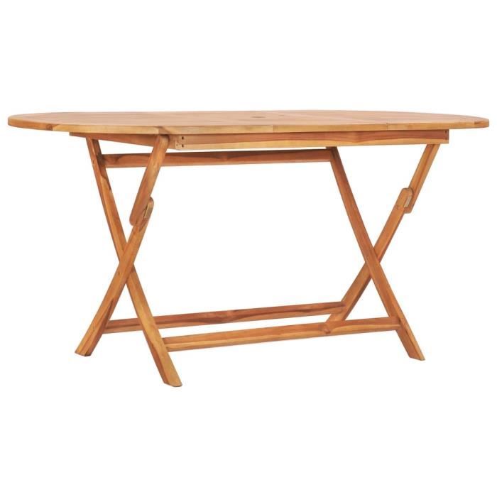 Table pliable de jardin Table de Camping Table de reception pliante 160x80x75 cm Bois de teck solide