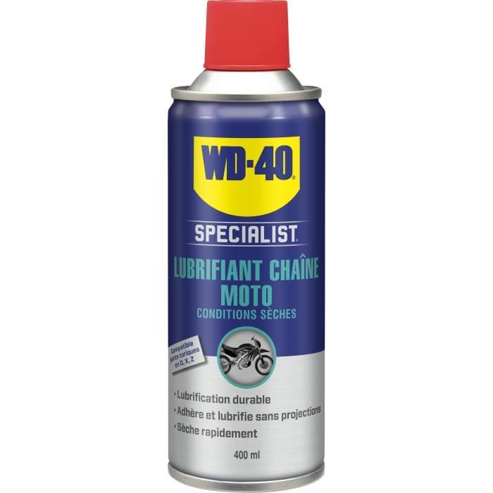WD-40 SPECIALIST MOTO Lubrifiant Chaîne Conditions Sèches aérosol - 400 ml