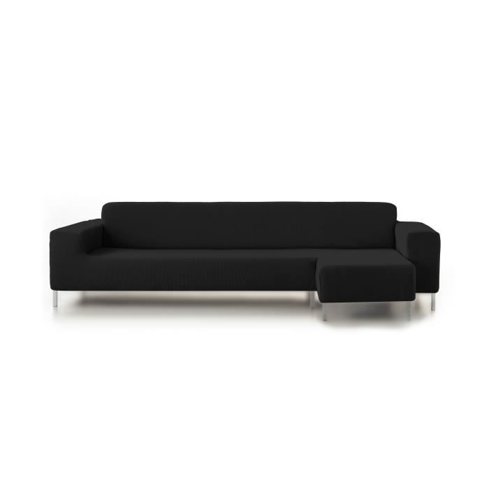 Housse de canapé Niza Chaise Longue Bras Long Droite Noir