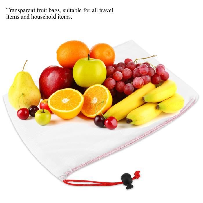 11pcs sacs de fruits maille cordon légumes réutilisables -RAC